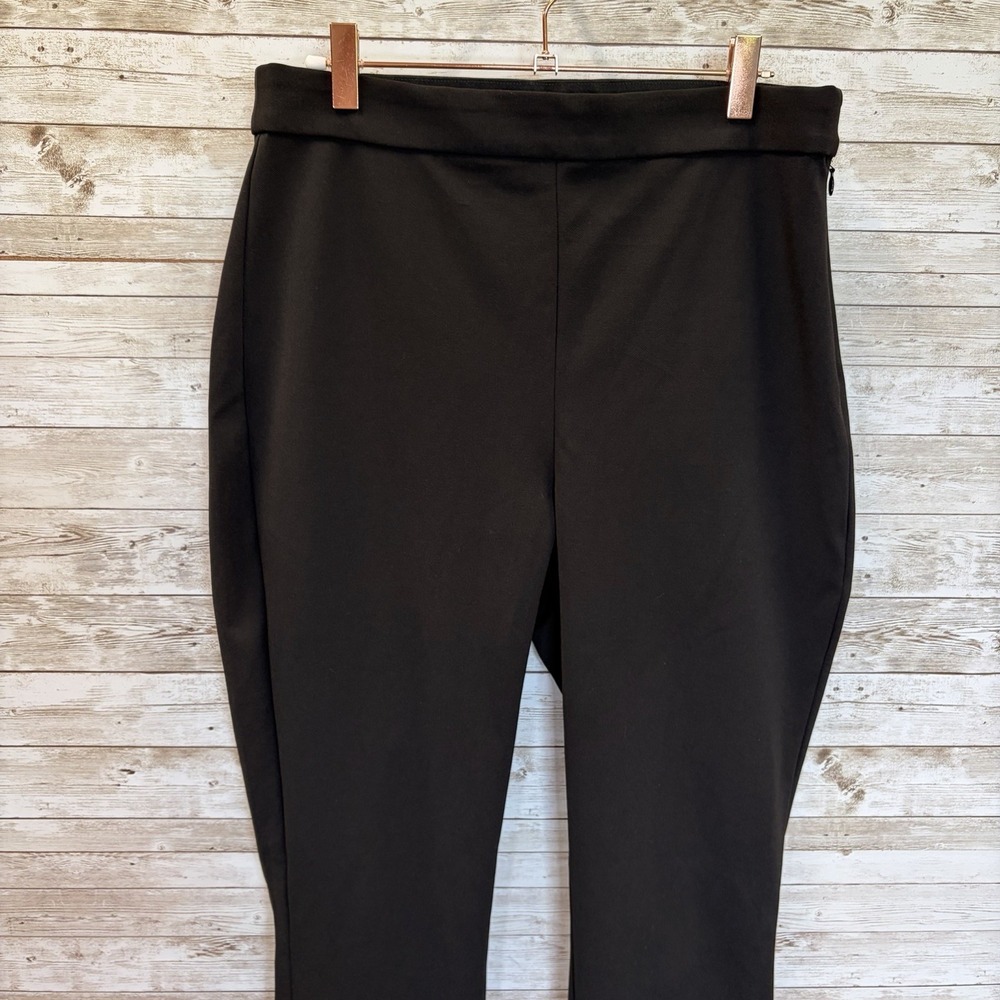 Express Womens M Pants Skyscraper Super High Rise Black Flared Slit Hem Stretch